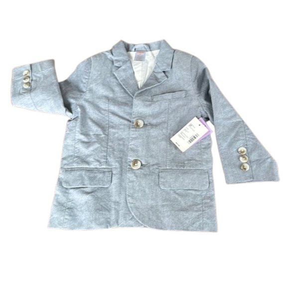 Gymboree Gray Blazer Summer Suit Coat Cotton Boys Size 2T NEW